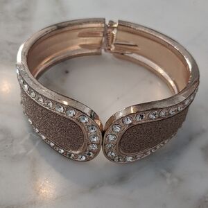 Elegant Copper Tinted and Silver Bracelet With Spring Closure by Source Unknown